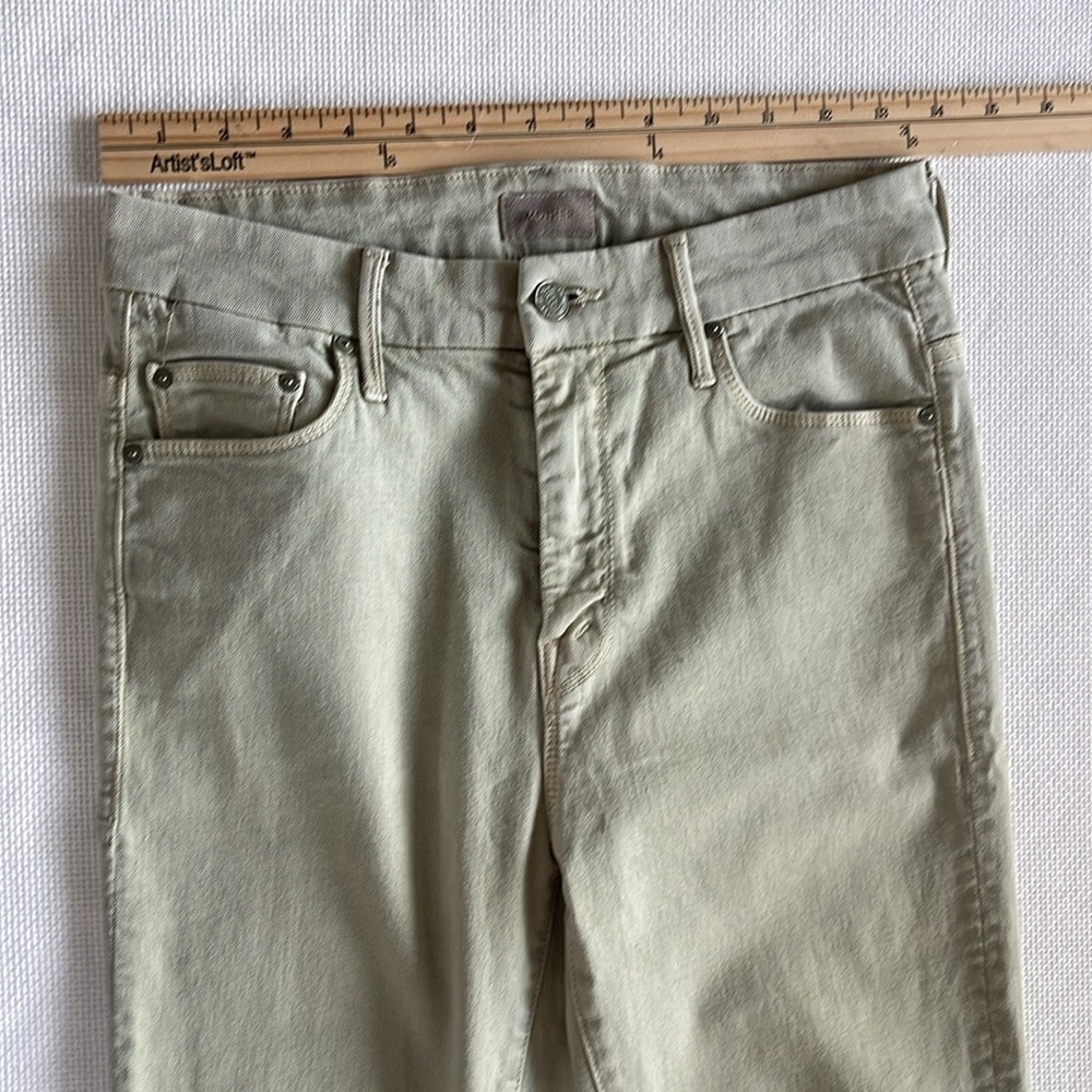 Mother High Waisted Hi Rise Looker Ankle Fray Denim Jeans Size 28 in Army Green - Picture 11 of 15